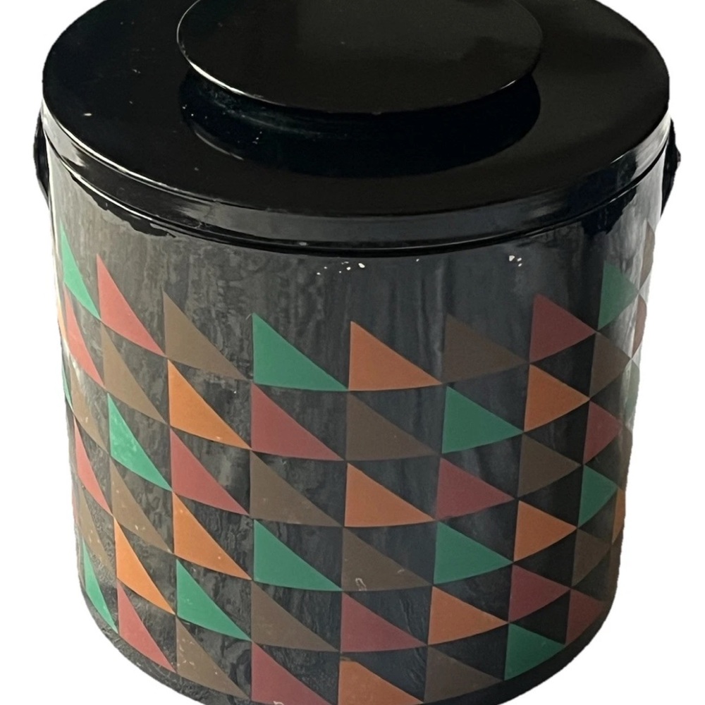 Vintage Signed Georges Briard Art Deco Ice Bucket with Handle and Lid Retro Core